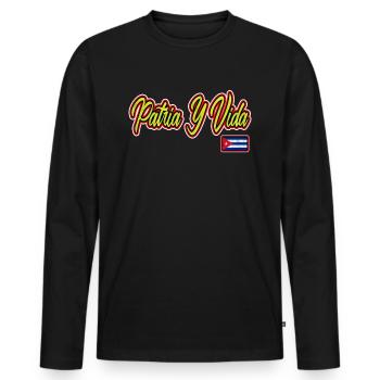 Patria Y Vida, Cuba Flag, Cuban Life, Cubano, Cuba - Männer Premium Bio Langarmshirt - Schwarz - Vorne - Nico (187cm)