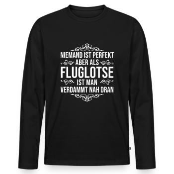 Fluglotse Spruch - Männer Premium Bio Langarmshirt - Schwarz - Vorne - Nico (187cm)