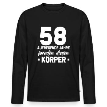 58. Geburtstag Geschenkidee 58 Jahre Alt Geschenk - Männer Premium Bio Langarmshirt - Schwarz - Vorne - Nico (187cm)
