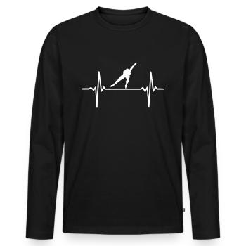Rythme cardiaque Patinage de vitesse Pouls - T-shirt manches longues Premium bio Homme - noir - Devant - Nico (187cm)