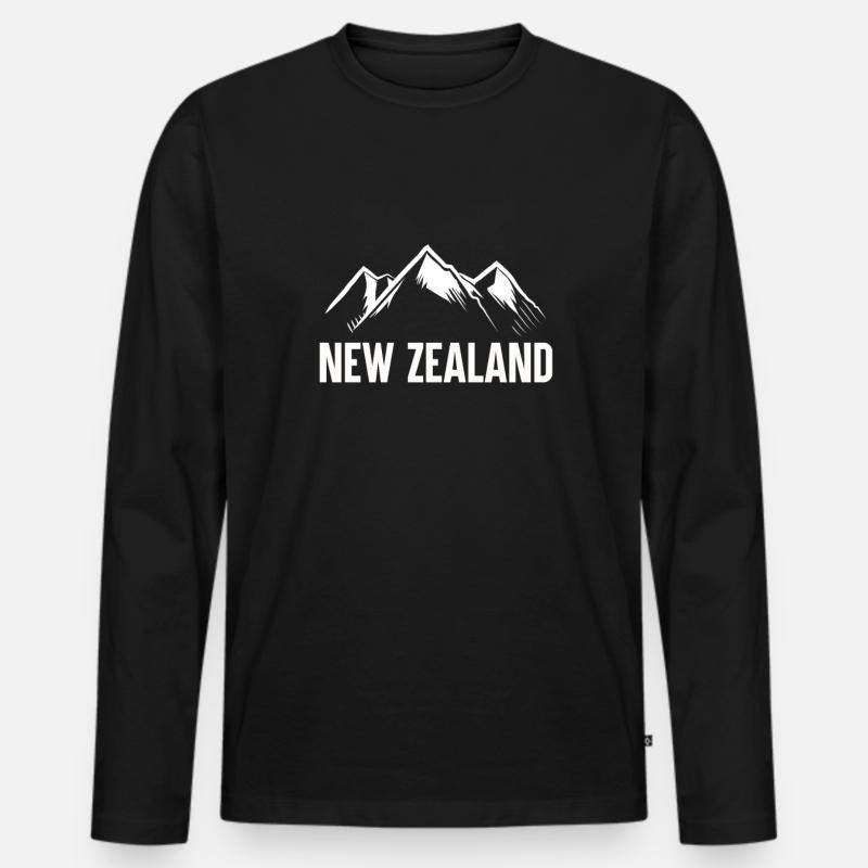 Berge Neuseeland - Männer Premium Bio Langarmshirt - Schwarz