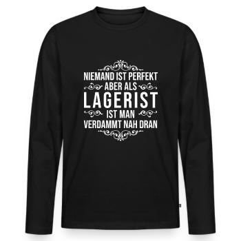 Lagerist Fachlagerist - Männer Premium Bio Langarmshirt - Schwarz - Vorne - Nico (187cm)