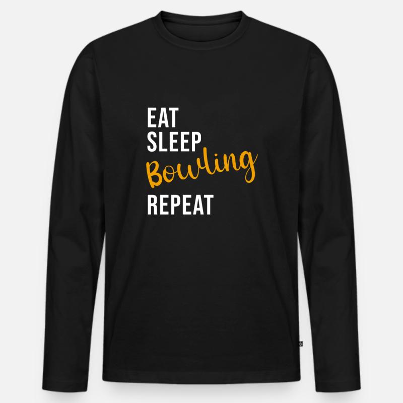 Eat Sleep Bowling Repeat - Männer Premium Bio Langarmshirt - Schwarz