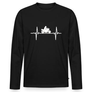 Heartbeat Motorcyclist Pulse Biker ECG Motorcycle - Men's Premium Organic Long Sleeve Shirt - black - Front - Nico (187cm)