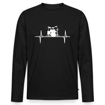 Battements de cœur batteur batteur Drummer Puls - T-shirt manches longues Premium bio Homme - noir - Devant - Nico (187cm)