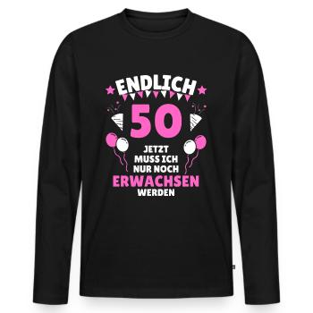 50. Geburtstag 50 Jahre Jahrgang 1971 - Männer Premium Bio Langarmshirt - Schwarz - Vorne - Nico (187cm)