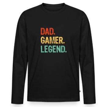 Dad Gamer Legend - Men's Premium Organic Long Sleeve Shirt - black - Front - Nico (187cm)