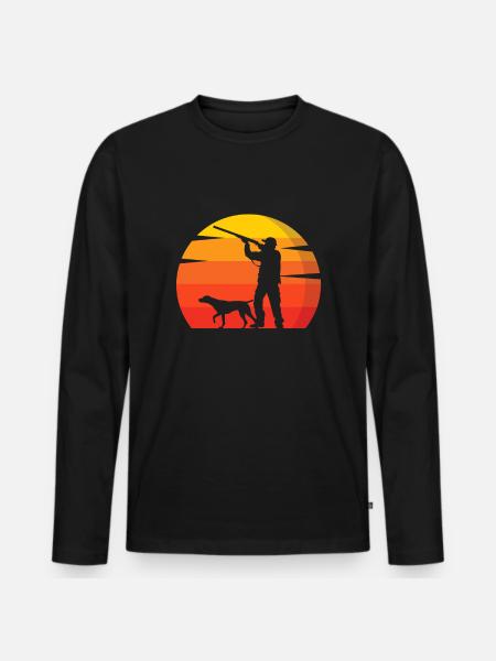 Chasseur Chasse Chasse Chasse - T-shirt manches longues Premium bio Homme - noir