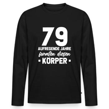 79. Geburtstag Geschenkidee 79 Jahre Alt Geschenk - Männer Premium Bio Langarmshirt - Schwarz - Vorne - Nico (187cm)