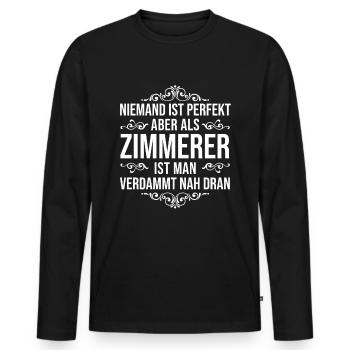 Zimmerer Zimmermann Handwerker Meister Geschenk - Männer Premium Bio Langarmshirt - Schwarz - Vorne - Nico (187cm)