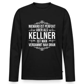 Kellner Bedienung Barkeeper Spruch Geschenk - Männer Premium Bio Langarmshirt - Schwarz - Vorne - Nico (187cm)