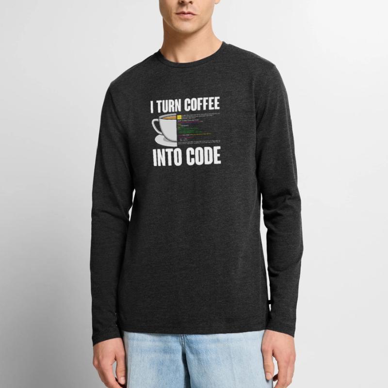 Funny Computer Coffee Programmer Design Men's Premium Organic Long Sleeve Shirt