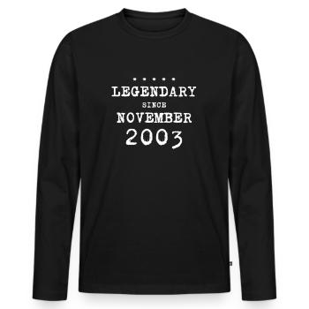 18th Birthday 18 Years 2003 November - Men's Premium Organic Long Sleeve Shirt - black - Front - Nico (187cm)