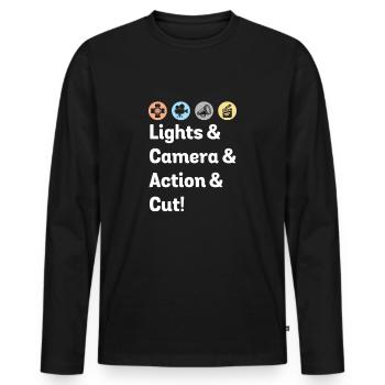 Films Lights Camera Action Cut - T-shirt manches longues Premium bio Homme - noir - Devant - Nico (187cm)