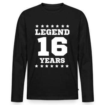 16th Birthday 16 Years 2005 Gift - Men's Premium Organic Long Sleeve Shirt - black - Front - Nico (187cm)