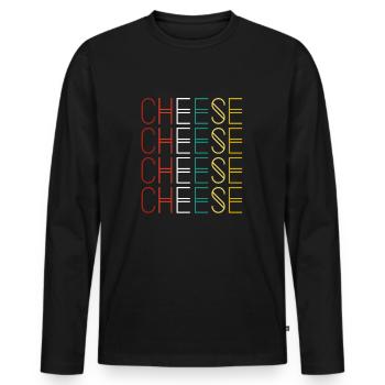 Cheese Vintage Retro - Cheese Cheese Lover Gouda - Men's Premium Organic Long Sleeve Shirt - black - Front - Nico (187cm)