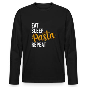Nudel Nudeln Pasta Spaghetti Kohlenhydrate Spruch - Männer Premium Bio Langarmshirt - Schwarz - Vorne - Nico (187cm)