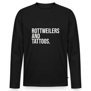 Rottweiler et Tattoos - T-shirt manches longues Premium bio Homme - noir - Devant - Nico (187cm)