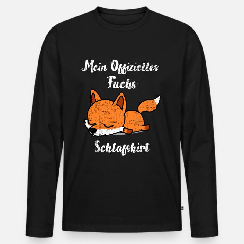 Fuchs Schlafshirt - Männer Premium Bio Langarmshirt - Schwarz