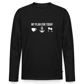Coffee Sailing Wine Day Plan Sailboat Gift - Men's Premium Organic Long Sleeve Shirt - black - Front - Nico (187cm)