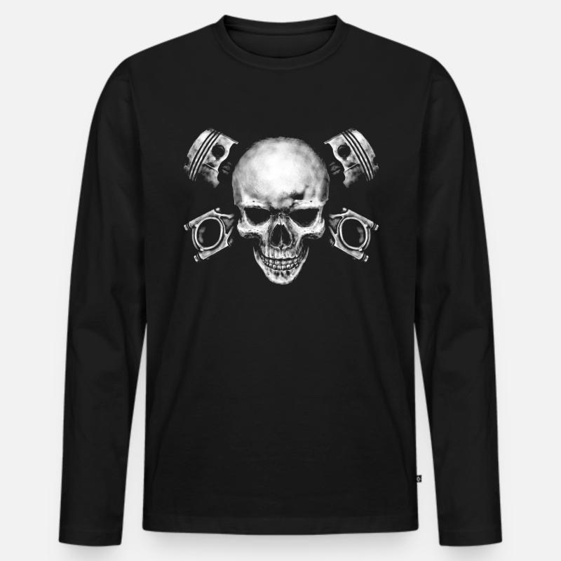 Moto Skull - Männer Premium Bio Langarmshirt - Schwarz