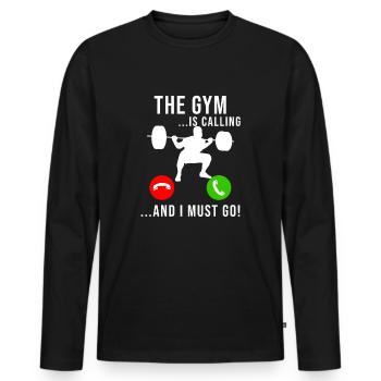 Fitness Gym Sport Krafttraining Lustig Geschenk - Männer Premium Bio Langarmshirt - Schwarz - Vorne - Nico (187cm)