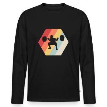 Gym Squad Pumps Bodybuilding Strength Training - Men's Premium Organic Long Sleeve Shirt - black - Front - Nico (187cm)