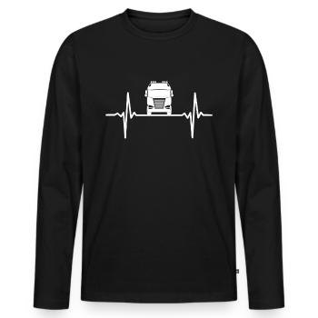 Trucker Truck Truck Truck Driver EKG Professional Driver - Men's Premium Organic Long Sleeve Shirt - black - Front - Nico (187cm)
