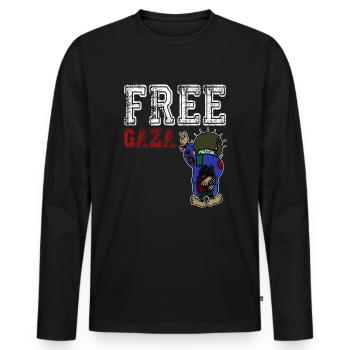 Free Gaza, Free Palestine, Save Gaza, Palestina - Men's Premium Organic Long Sleeve Shirt - black - Front - Nico (187cm)