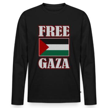 Palestine Flag, Free Palestine, Free Gaza, Gaza - Men's Premium Organic Long Sleeve Shirt - black - Front - Nico (187cm)