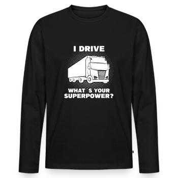 Trucker Transport Spedition LKW Fahrer Spruch - Männer Premium Bio Langarmshirt - Schwarz - Vorne - Nico (187cm)