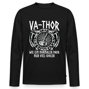 Papa Vater Vathor Vatertag Vatertagsgeschenk - Männer Premium Bio Langarmshirt - Schwarz - Vorne - Nico (187cm)