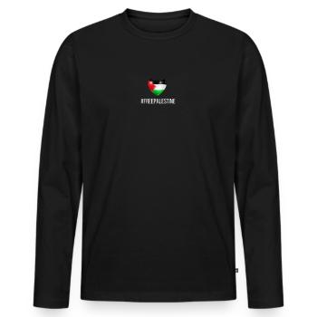 Free Palestine Palestina Liberté - T-shirt manches longues Premium bio Homme - noir - Devant - Nico (187cm)