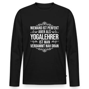 Professeur de yoga amusant Sort yoga - T-shirt manches longues Premium bio Homme - noir - Devant - Nico (187cm)