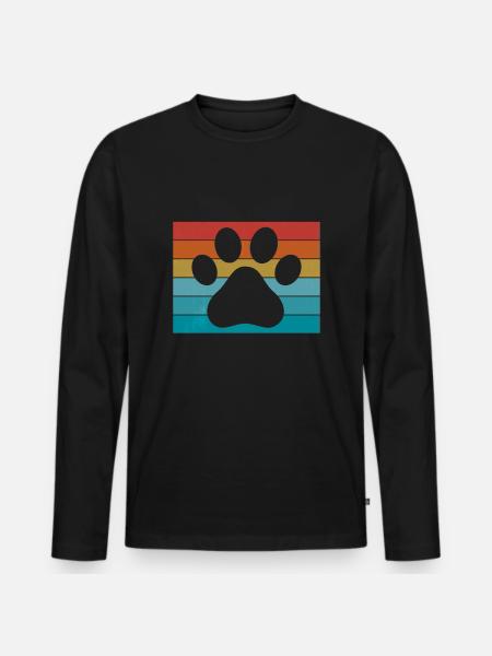 Hunde Hundepfote Hundeliebe Bunt - Männer Premium Bio Langarmshirt - Schwarz