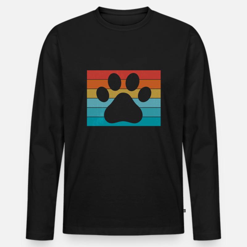 Hunde Hundepfote Hundeliebe Bunt - Männer Premium Bio Langarmshirt - Schwarz