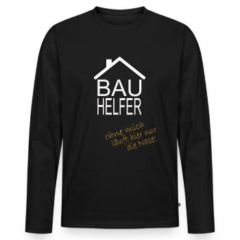 Bauhelfer ohne mich läuft hier nur die Nase - Männer Premium Bio Langarmshirt - Schwarz - Vorne - Nico (187cm)