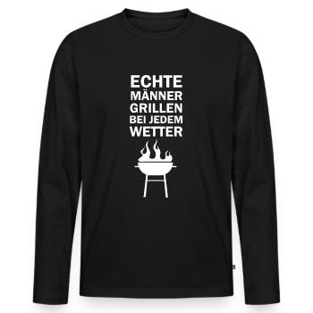 Echte Männer Grillmeister Grill Grillen Geschenk - Männer Premium Bio Langarmshirt - Schwarz - Vorne - Nico (187cm)