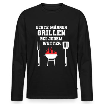 Echte Männer Grillmeister Grill Grillen Geschenk - Männer Premium Bio Langarmshirt - Schwarz - Vorne - Nico (187cm)