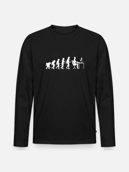 Evolution Computer Geschenk Laptop PC - Männer Premium Bio Langarmshirt - Schwarz