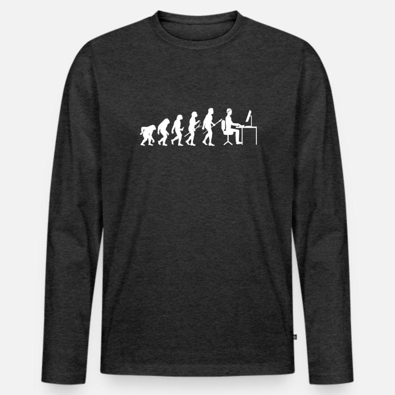 Evolution Computer Geschenk Laptop PC Männer Premium Bio Langarmshirt