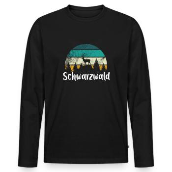 Schwarzwald Hirsch Hochschwarzwald Jäger Heimat - Männer Premium Bio Langarmshirt - Schwarz - Vorne - Nico (187cm)