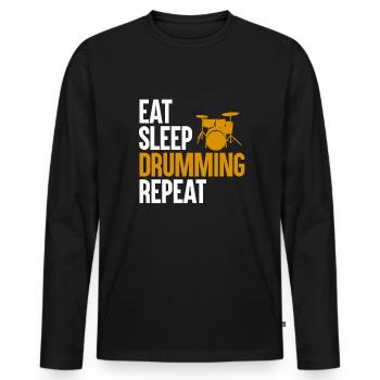 Drummer Drummer Drums Saying Drumsticks - Men's Premium Organic Long Sleeve Shirt - black - Front - Nico (187cm)