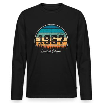 Jahrgang 1957 Limited Edition Retro - Männer Premium Bio Langarmshirt - Schwarz - Vorne - Nico (187cm)