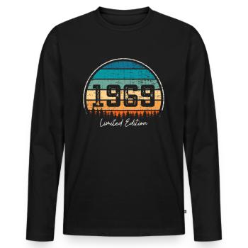 Vintage 1969 Limited Edition Retro Sonnenuntergang - Männer Premium Bio Langarmshirt - Schwarz - Vorne - Nico (187cm)