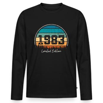 Vintage 1983 édition limitée rétro coucher de soleil - T-shirt manches longues Premium bio Homme - noir - Devant - Nico (187cm)