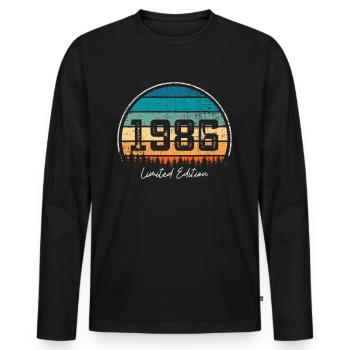 Vintage 1986 Limited Edition Retro Sonnenuntergang - Männer Premium Bio Langarmshirt - Schwarz - Vorne - Nico (187cm)