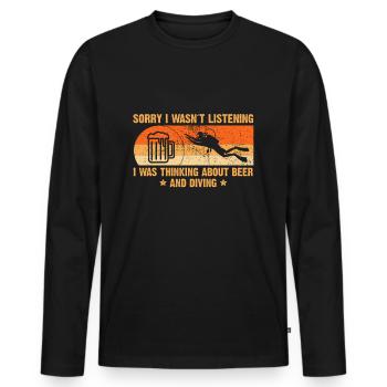 Plongée de bière sort papa plongeur cadeau homme - T-shirt manches longues Premium bio Homme - noir - Devant - Nico (187cm)