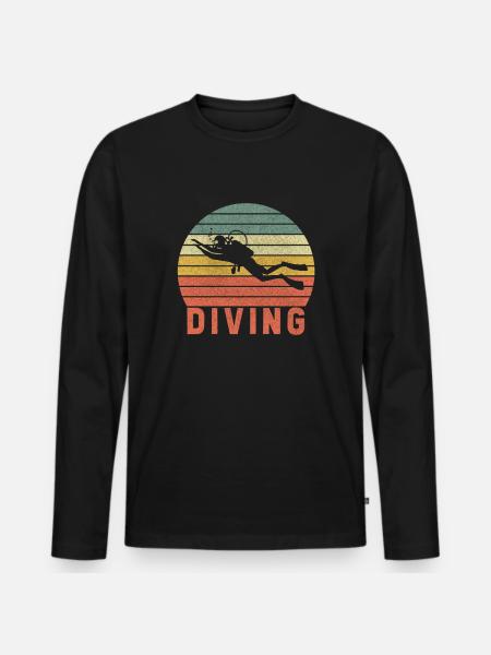 Scuba Diving Diver's Flag - Men's Premium Organic Long Sleeve Shirt - black