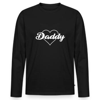 Papa papa papa papa coeur coeur - T-shirt manches longues Premium bio Homme - noir - Devant - Nico (187cm)